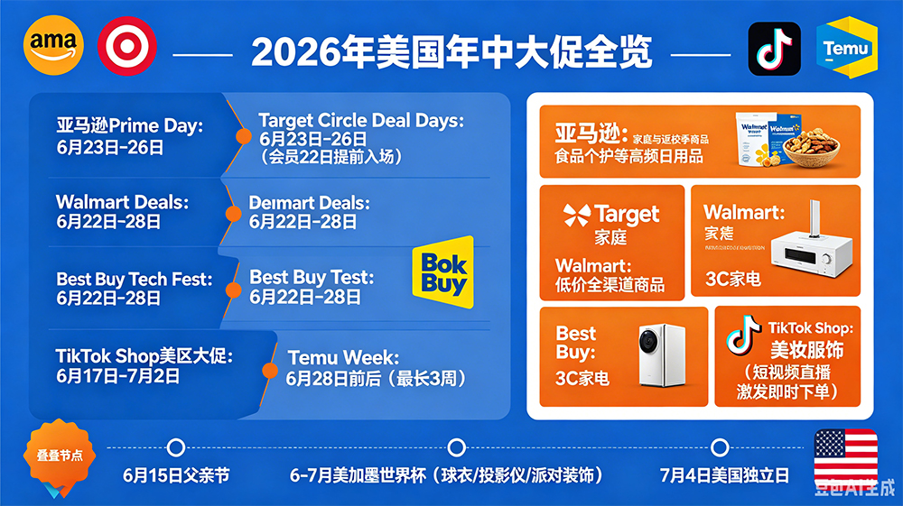 2026美区年中大促时间表：亚马逊Prime Day提至6.23 Target沃尔玛百思买同步跟促