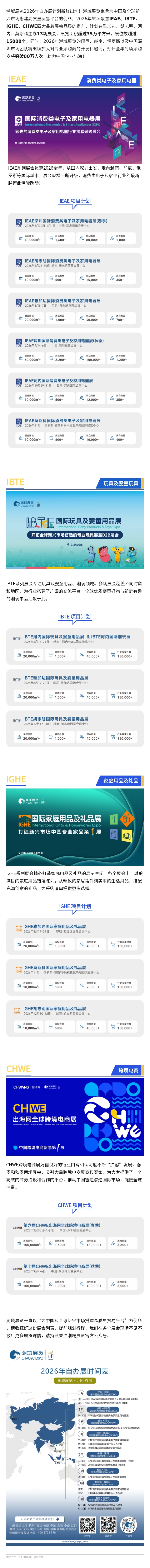 2026年自办展计划发布，展览面积35万平方米+