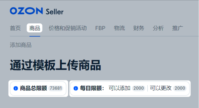 上传和更改商品的限额——Ozon知识体系